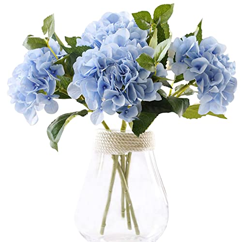 Famibay Flores Artificiales Hortensias Ramos de Flores Azules Seda Hortensias Planta para Bodas Hogar Hotel Decoración