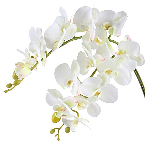 Famibay Blanca Flores Artificial Orquideas Rama de Orquídeas Boda Flores Decorativa Interior 2PCS