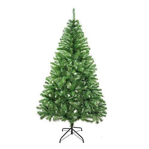 Solagua Árbol de Navidad Artificial Abeto de Hoja Espumillón 120-210cm Arboles C/Soporte Metálico (Verde Brillo, 150cm 293Tips)