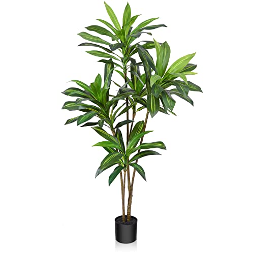 CROSOFMI Drácena Artificial 150cm Plantas Artificiales Decorativas Fake Tropical Plants Plástico de Interior y Exterior Decoración para Hogar Oficina Casa Balcón Dormitorio