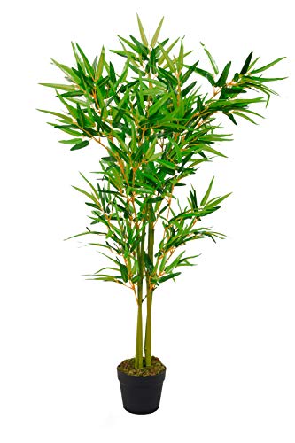 Spetebo Planta artificial de bambú en maceta – 115 cm – planta decorativa de interior artificial