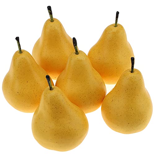 Gresorth 6pcs Artificiales Pera Decoracion Falso Fruta Natural Simulacion Comida Casa Fiesta Cocina Accesorios de Fotografía