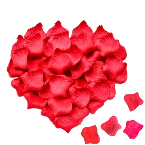 3000 Piezas Pétalos de Rosa Artificiales,Pétalos de Rosa Rojo Decoración Pétalos para Bodas, Día de San Valentín,Fiesta de Cumpleaños, Atmósfera Romántica
