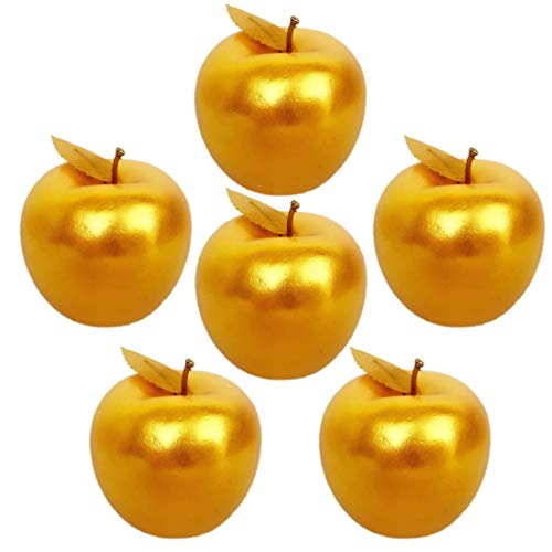 6 Piezas de Manzanas Doradas, Manualidades de Frutas Doradas Artificiales, Manzanas Doradas para decoración del hogar, decoración navideña