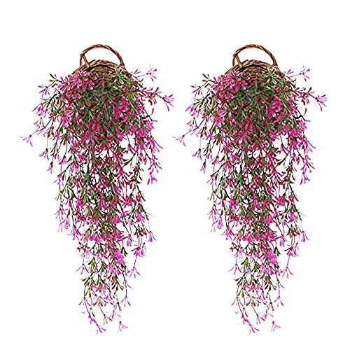 JustYit 2pcs Plantas Artificiales Exterior Hiedra Hojas Vid Artificial Guirnalda Plantas Decoración Verde de Hogar Jardín Valla Boda Fiesta Ventana Escalera Exterior Plantas Hiedra Artificial