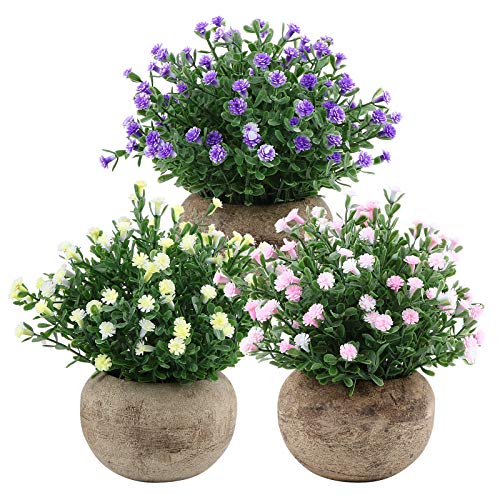 VINFUTUR 3pcs Plantas Artificiales Decorativas Paniculata con Maceta Plantas Pequeñas Gypsophila Falsas para Decoración Mesa Escritorio Estantería Casa Oficina Cafetería Ventana Regalos Fiesta