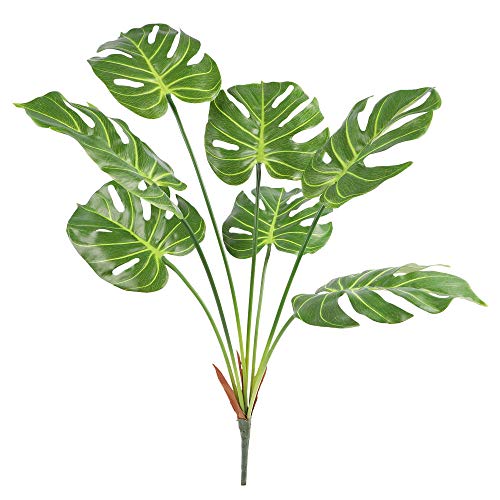 Famibay Hoja de Palmera Tropical Planta Artificial 70cm/27.5inch Monstera Deliciosa Ramas Artificial Verde Arbusto Filodendro Plantas Artificiales para Macetas Interior Exterior Hogar Oficina Sala