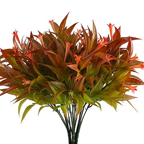 NAHUAA Plantas Simulación Flores de Plástico 4pcs Plantas de Jardin Ramas Artificiales Rojo Arbustos Exterior Interior para Hogar Cocina Baño Balcón