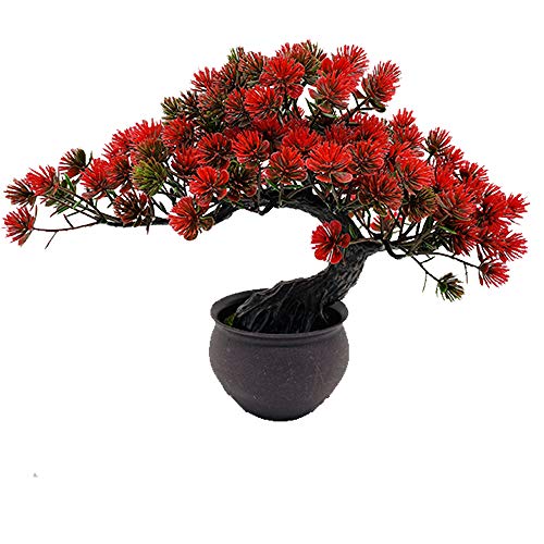 Fycooler Mini Planta Bonsai Artificial Decoración de Plantas Falsas Plantas Artificiales en Macetas Plantas de Bonsai de Pino Japonés para la Decoración del Hogar Pantalla de Escritorio - 24x31cm