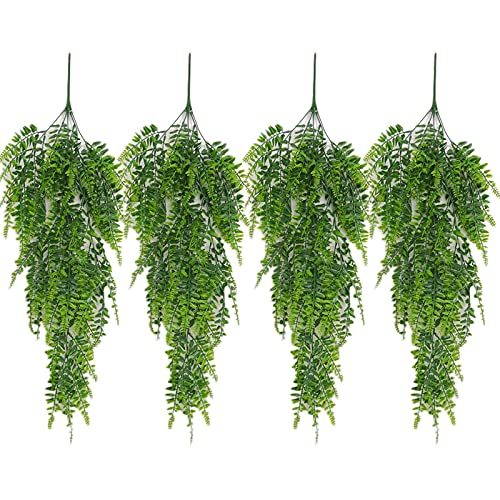 4Pcs 80cm Hiedra Artificial Boston Helecho Planta Colgante Artificial Helechos Plastico Plantas Vides Guirnalda Decoracion para Pared Hiedra Plastico Enredadera Planta Colgante para Pared Cesta Boda