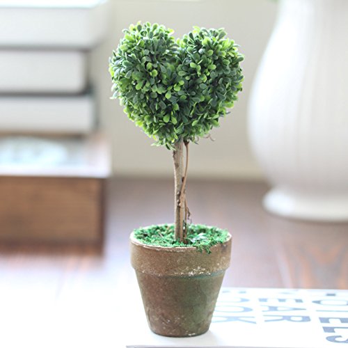 Conjunto de Plantas Artificiales de decoración del hogar en macetas Modelado Lindo Plantas en macetas Falsas en Forma de corazón