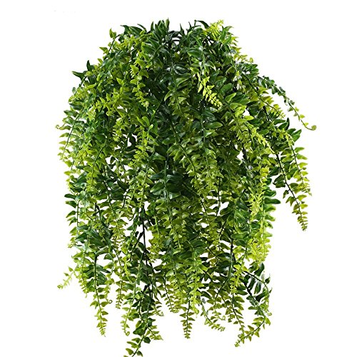 MIHOUNION 2pcs Plantas Artificiales Colgantes Exterior Interior Helecho Artificial 69cm Enredadera Plastico Guirnalda Hojas Sin Maceta Hiedra Decoracion para Terraza Pared Navidad Cesta Salon Hogar